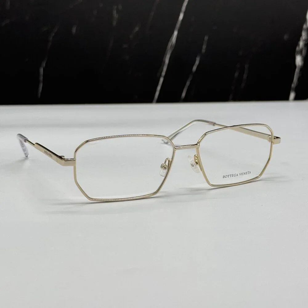 NEW BOTTEGA VENETA BV1073O 002 SQUARE GOLD UNISEX EYEGLASSES